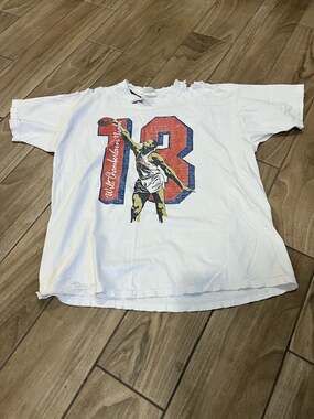 Vintage 90s Wilt Chamberlain Night San Francisco Warriors Graphic T-Shirt Distre